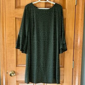 Chico's Olive Green Flutter Sleeve Dress